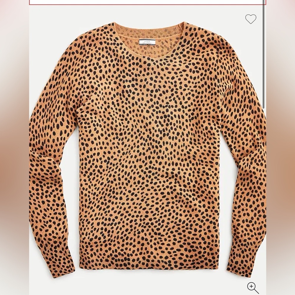 J. Crew 100% Cashmere Crewneck Sweater in Leopard Dot Animal Princess
